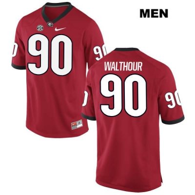 Men's Georgia Bulldogs NCAA #90 Tramel Walthour Nike Stitched Red Authentic College Football Jersey LPX7554PE